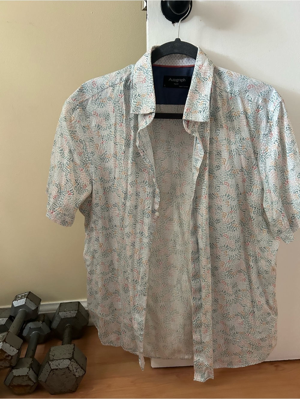 Autograph White Short-Sleeve Button Down Shirt